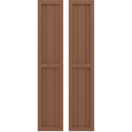 Americraft 3-Board Exterior Wood 2 Equal Panel Framed Board-n-Batten Shutters, ARW101BF311X52BTH